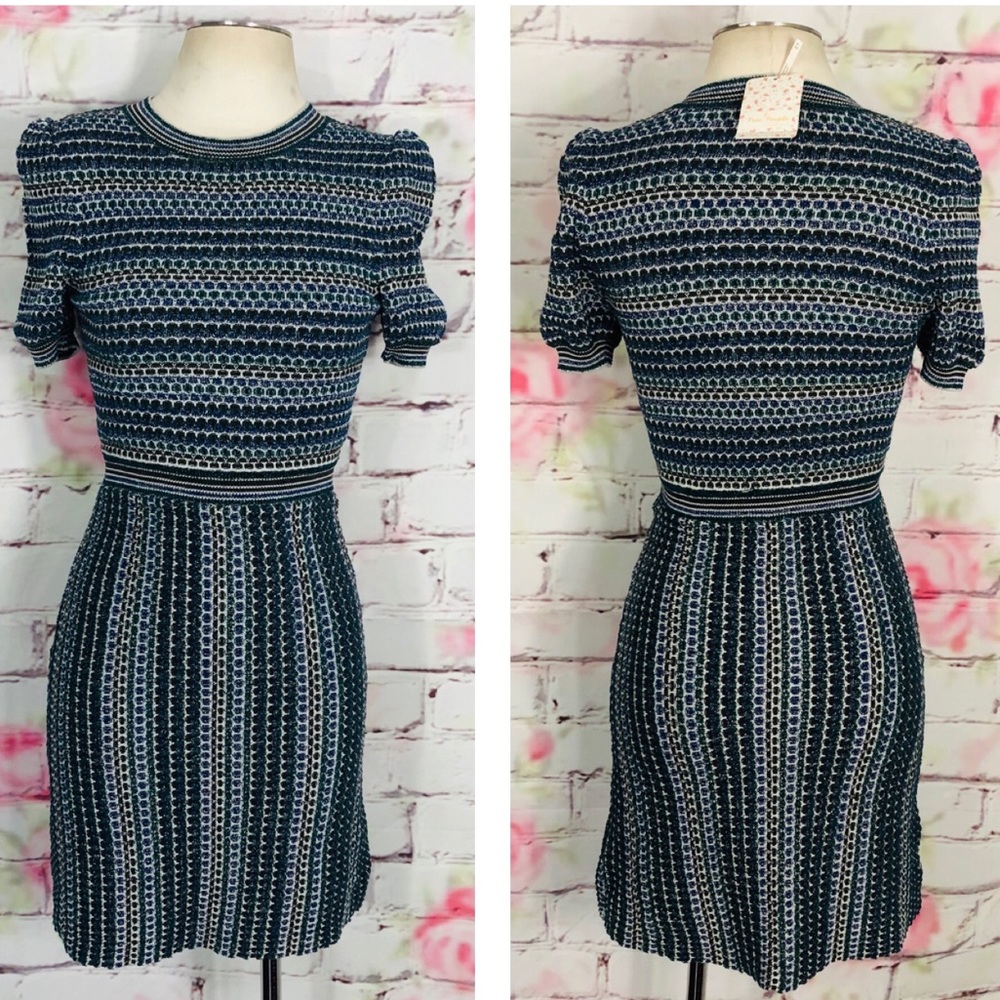 Free people short sleeve metallic sweater dress